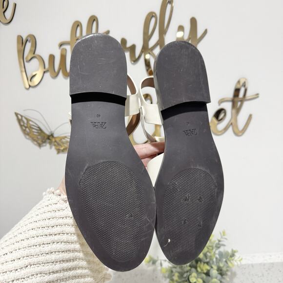 Zara Off White Flat Fisherman Sandals Size 10 - Picture 5 of 5